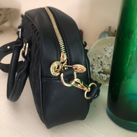 NWT Valentino Orlandi Black Quilted Satchel/Crossbody Tote Bag - Picture 3 of 12